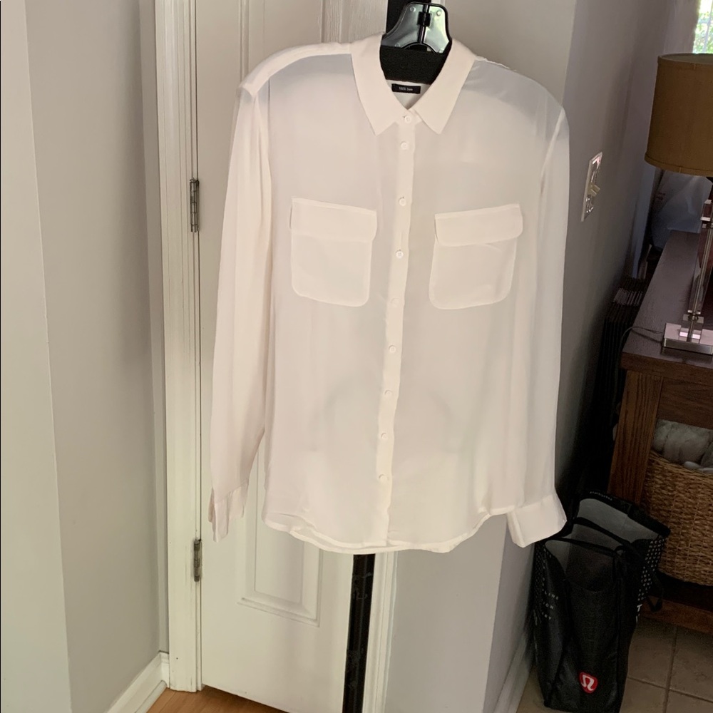 Monoprix Elegant Ivory 100% Silk Blouse Size EU 38